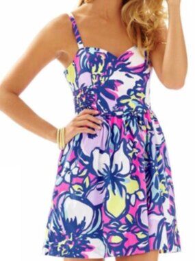 NWT Lilly Pulitzer Christine Dress Tropical Pink Catwalkin Cotton Poplin